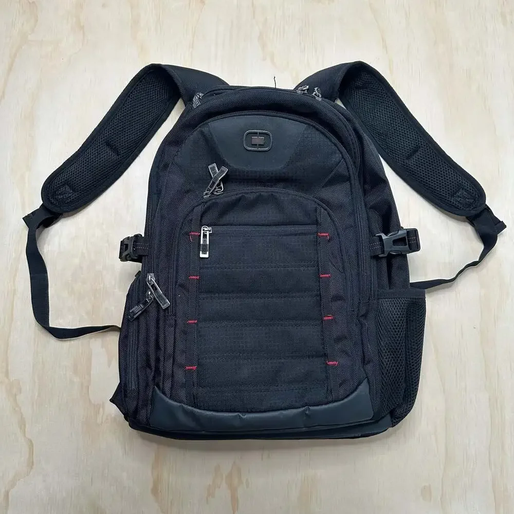 OGIO Technologio Black Laptop Backpack with Red Stitching